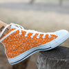 Orange Paisley Bandana Print White High Top Shoes-grizzshop