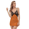 Orange Paisley Bandana Print Women's Sexy Night Dress-grizzshop