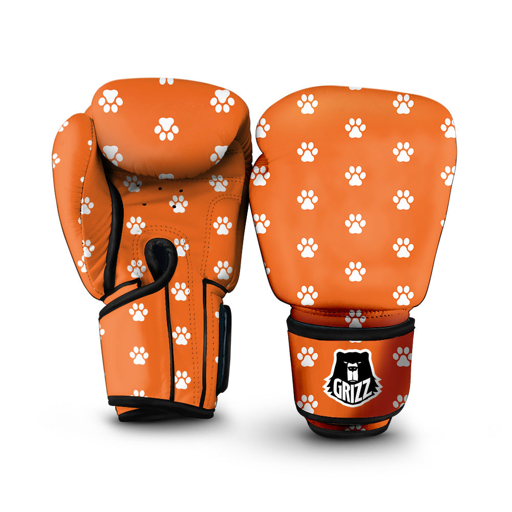 Orange Paw Print Boxing Gloves-grizzshop