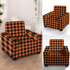 Orange Plaid Armchair Cover-grizzshop