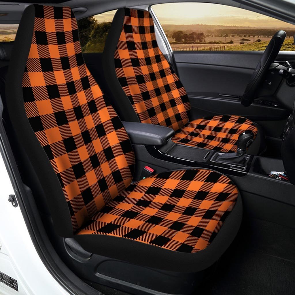 Orange Plaid Car Seat Covers-grizzshop