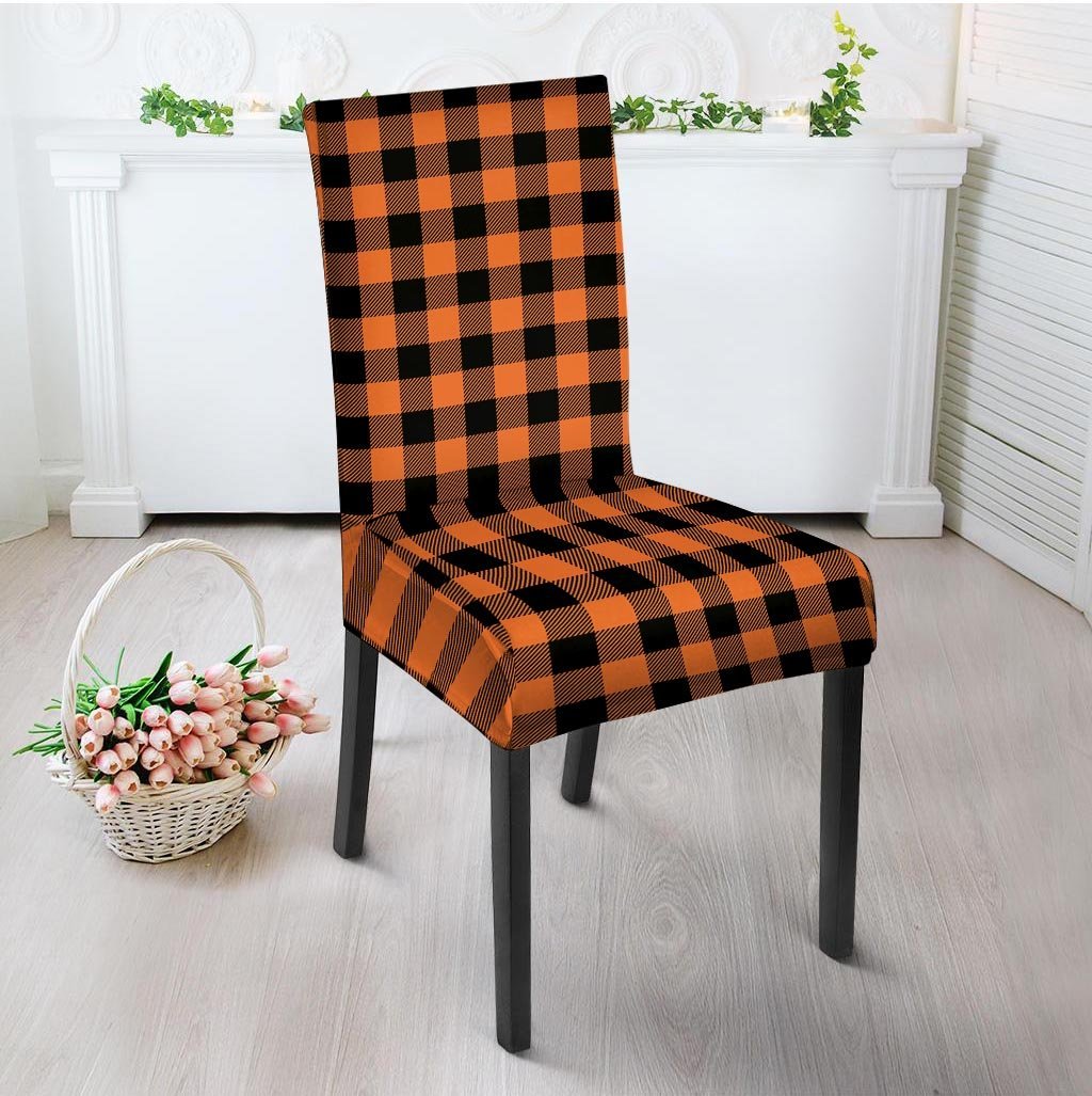 Orange Plaid Chair Cover-grizzshop