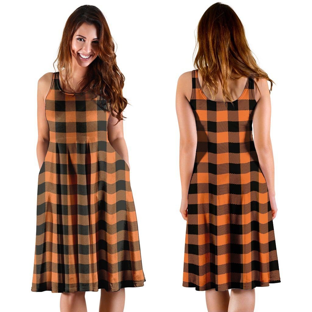 Orange Plaid Dress-grizzshop