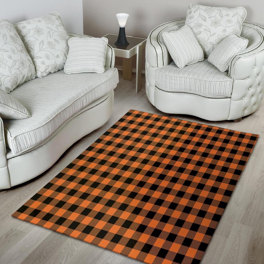 Orange Plaid Floor Mat-grizzshop