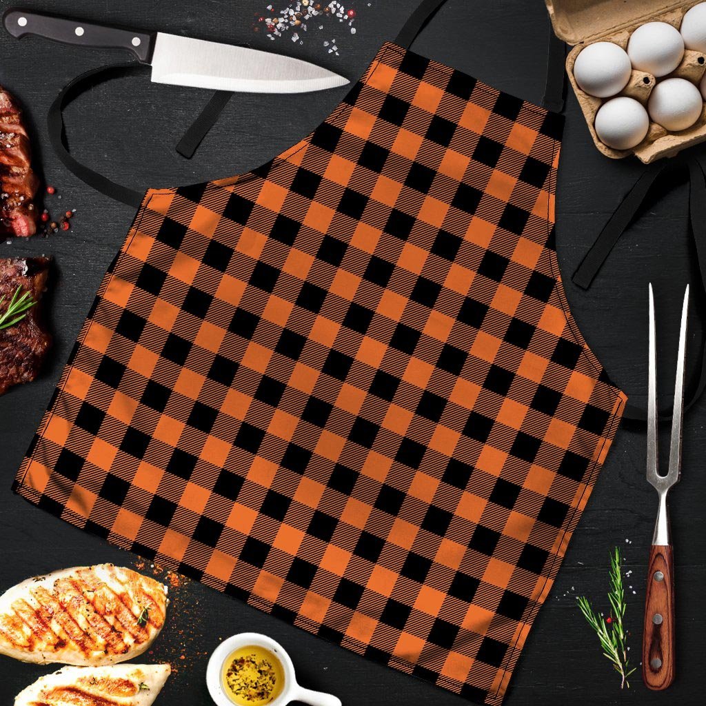 Orange Plaid Men's Apron-grizzshop