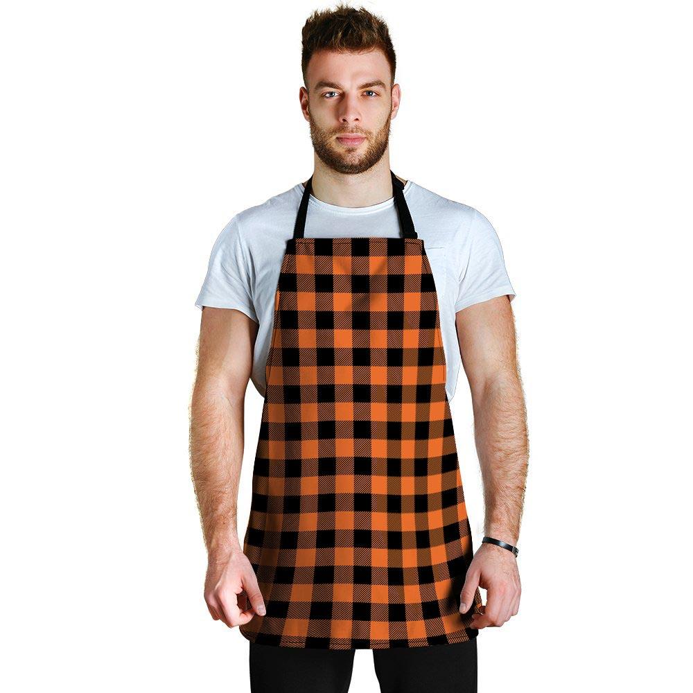 Orange Plaid Men's Apron-grizzshop