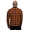 Orange Plaid Men's Bomber Jacket-grizzshop