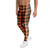 Orange Plaid Men's Leggings-grizzshop