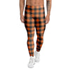 Orange Plaid Men's Leggings-grizzshop