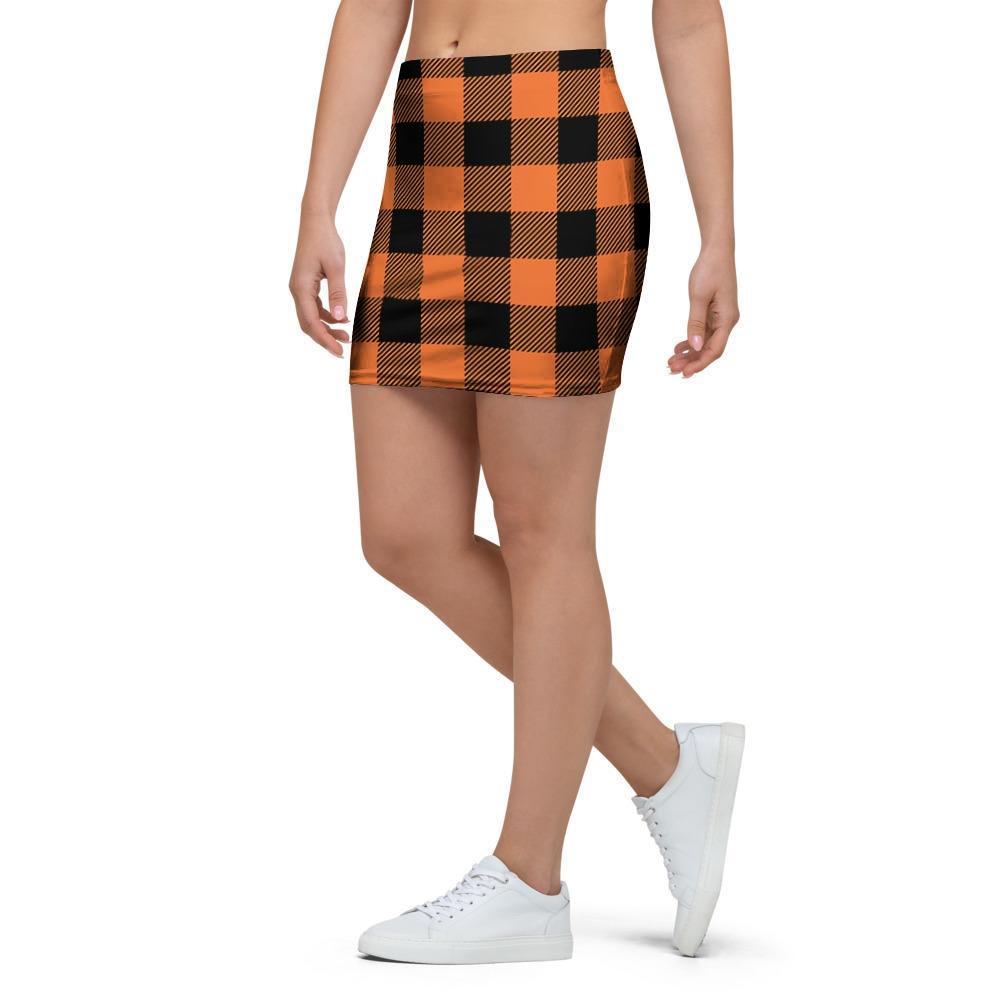 Orange Plaid Mini Skirt-grizzshop