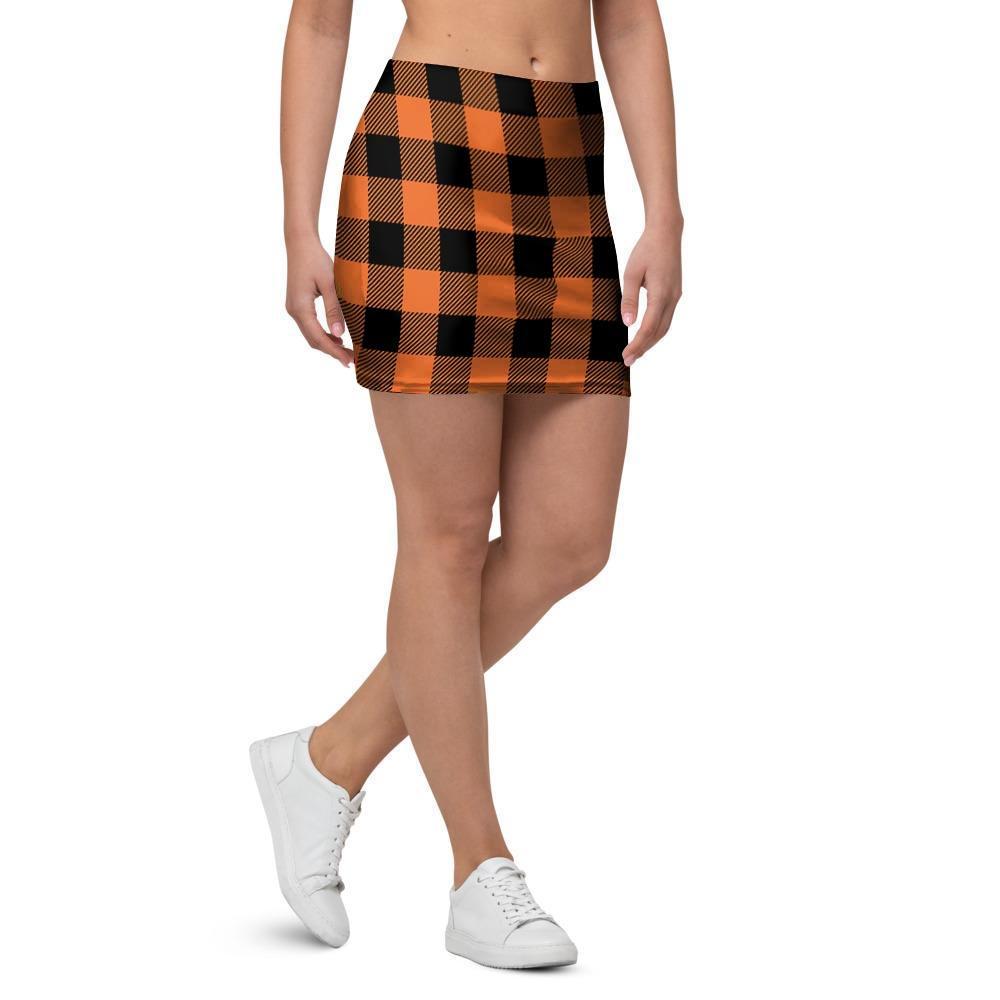 Orange Plaid Mini Skirt-grizzshop
