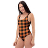 Orange Plaid One Piece Swimsuite-grizzshop