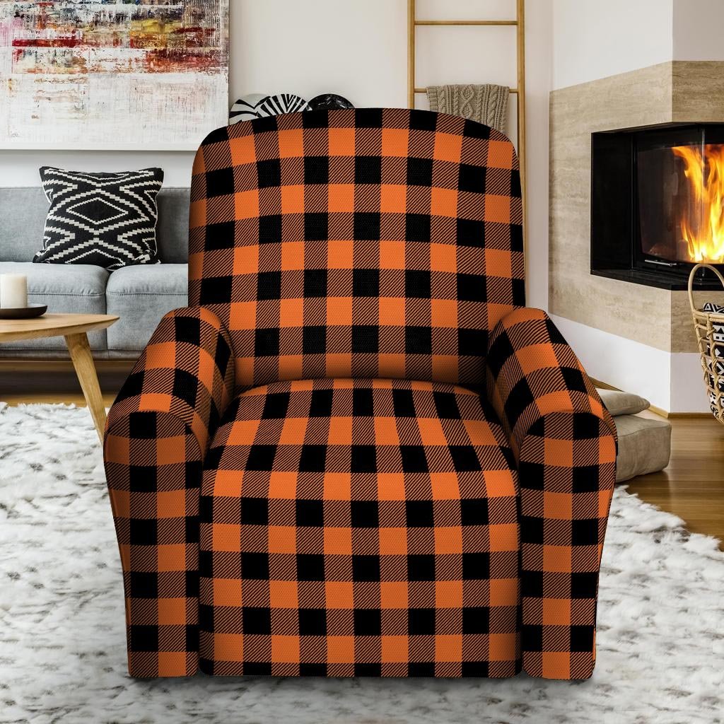 Orange Plaid Recliner Cover-grizzshop