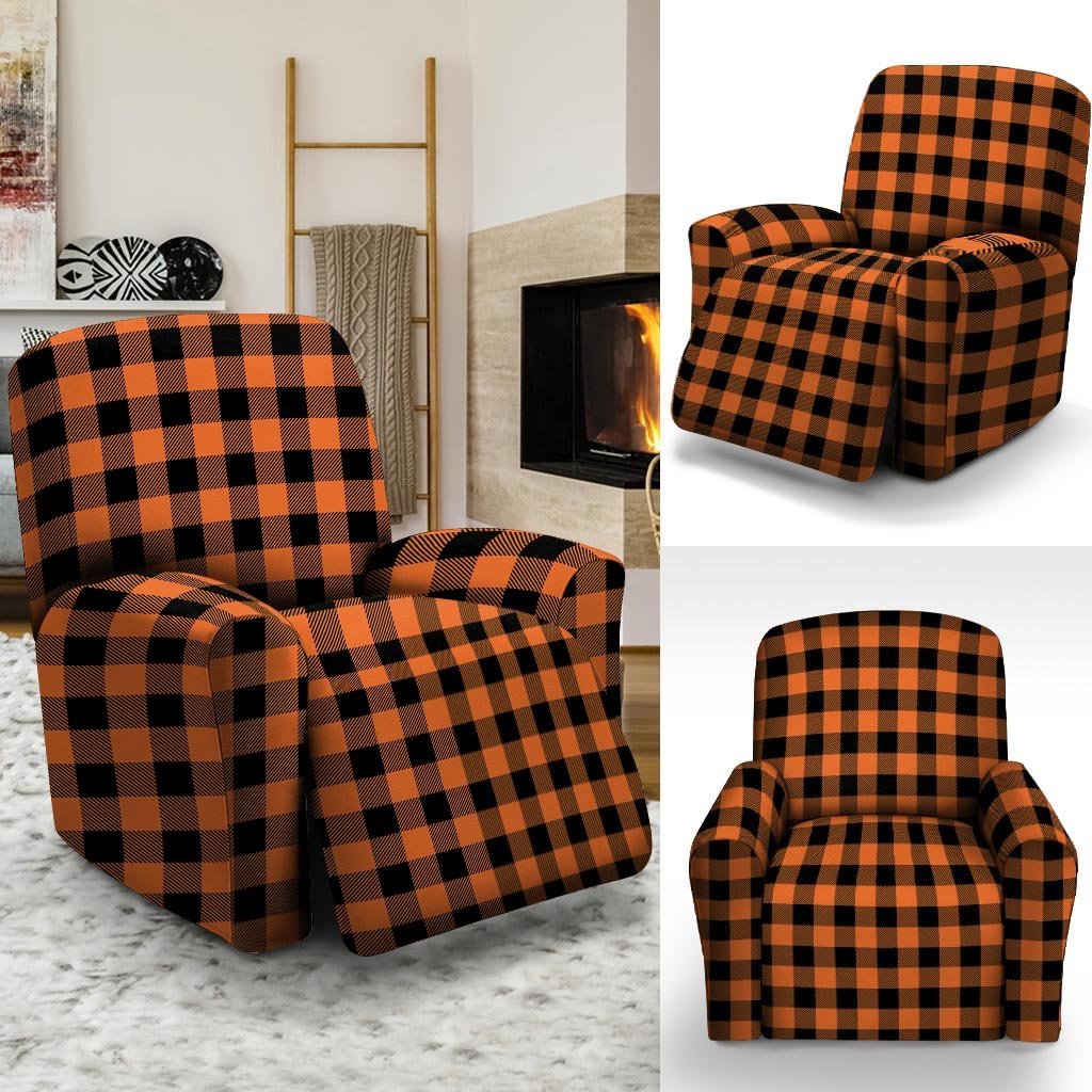 Orange Plaid Recliner Cover-grizzshop