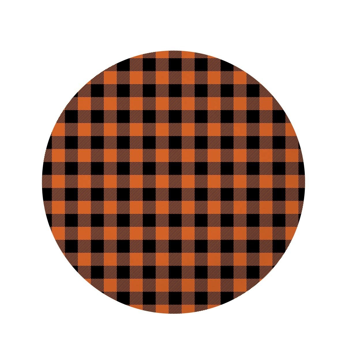 Orange Plaid Round Rug-grizzshop