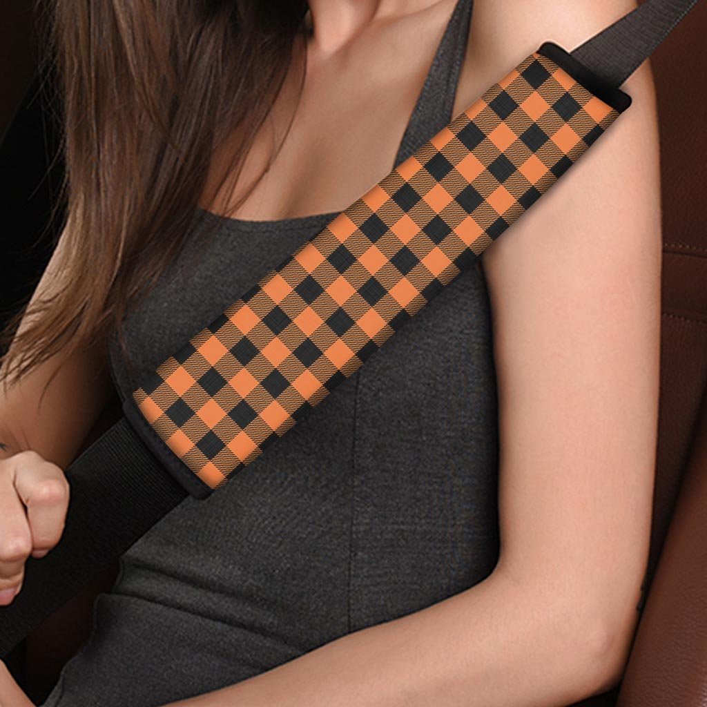 Orange Plaid Seat Belt Cover-grizzshop