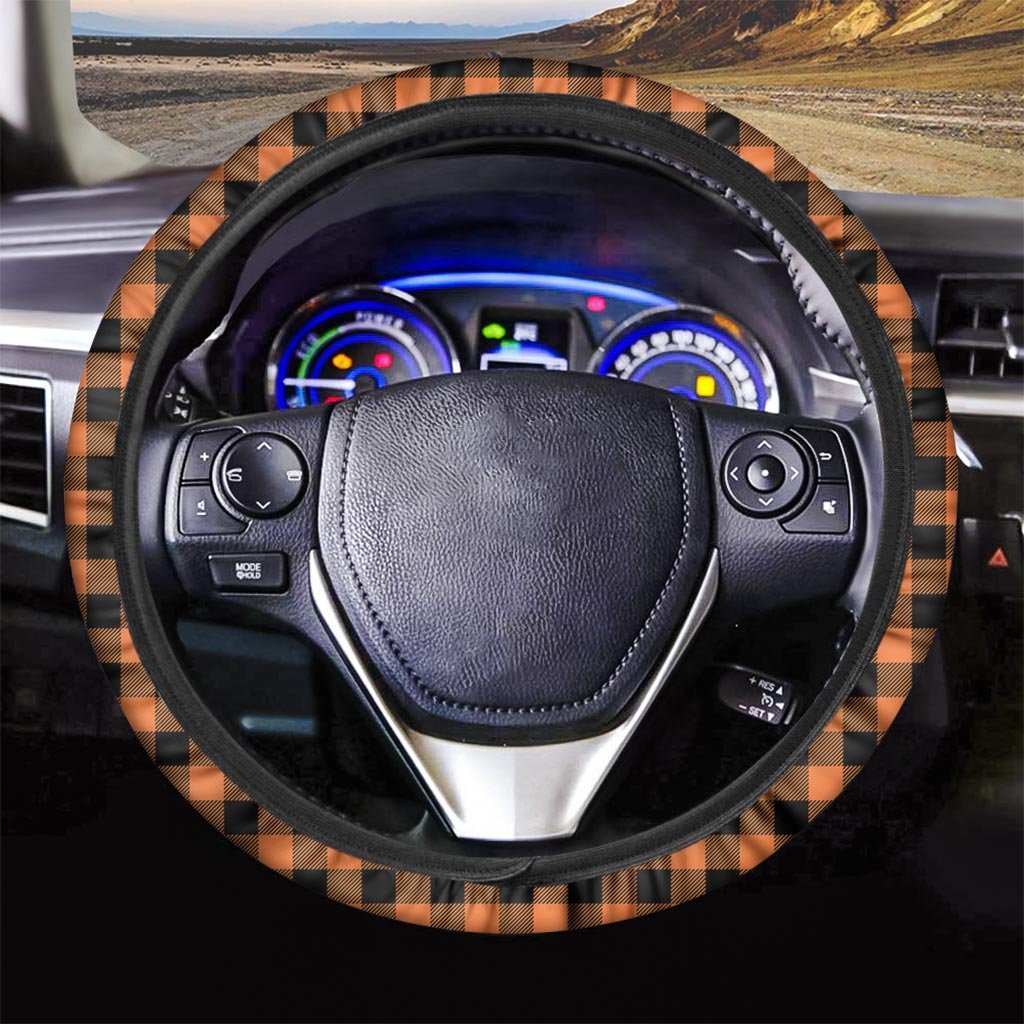 Orange Plaid Steering Wheel Cover-grizzshop