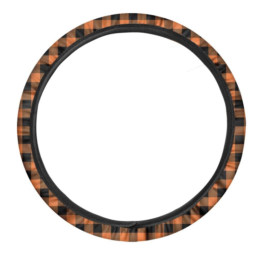 Orange Plaid Steering Wheel Cover-grizzshop