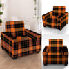 Orange Plaid Tartan Armchair Cover-grizzshop