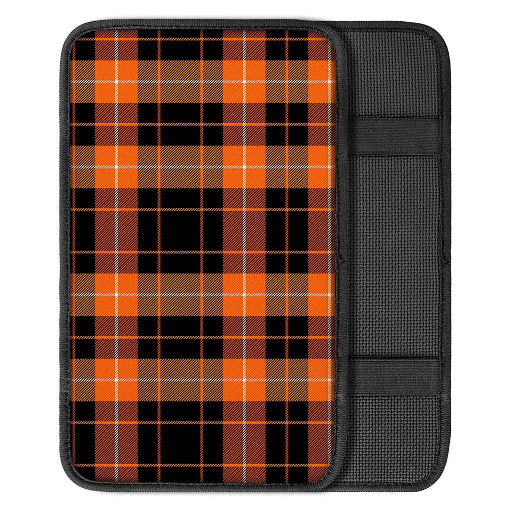 Orange Plaid Tartan Car Console Cover-grizzshop