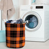 Orange Plaid Tartan Laundry Basket-grizzshop