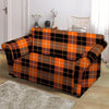 Orange Plaid Tartan Loveseat Cover-grizzshop