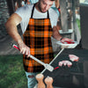 Orange Plaid Tartan Men's Apron-grizzshop