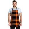 Orange Plaid Tartan Men's Apron-grizzshop