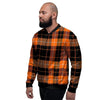 Orange Plaid Tartan Men's Bomber Jacket-grizzshop