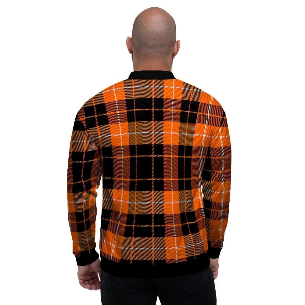 Orange Plaid Tartan Men's Bomber Jacket-grizzshop