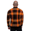 Orange Plaid Tartan Men's Bomber Jacket-grizzshop