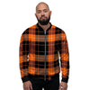 Orange Plaid Tartan Men's Bomber Jacket-grizzshop