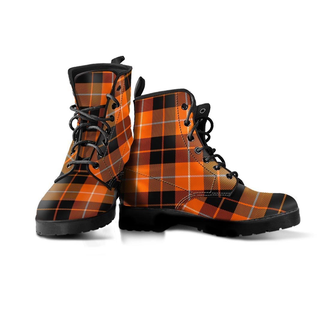 Orange Plaid Tartan Men's Boots-grizzshop