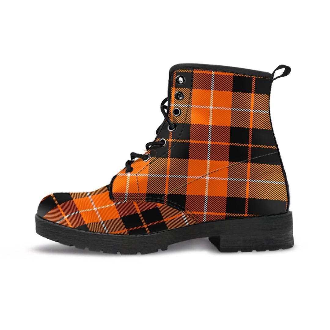 Orange Plaid Tartan Men's Boots-grizzshop