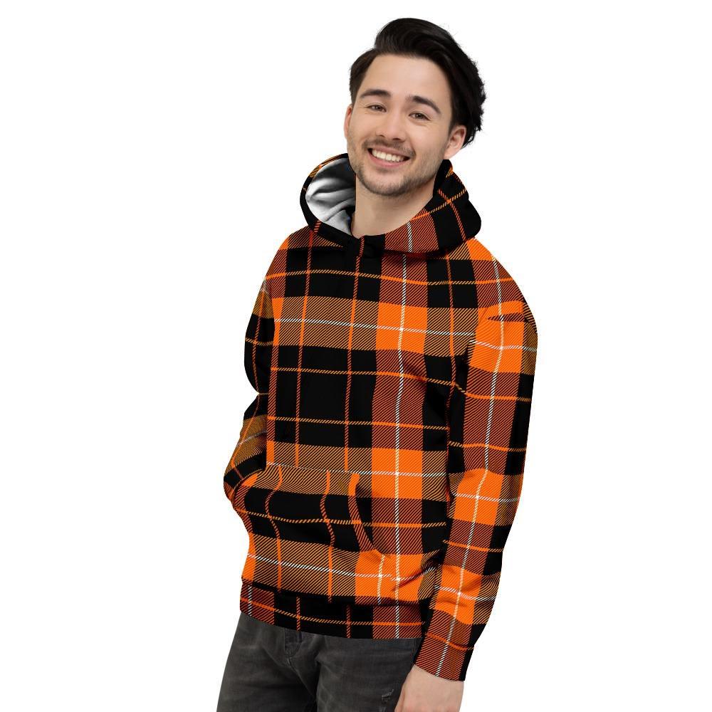 Orange Plaid Tartan Men's Hoodie-grizzshop