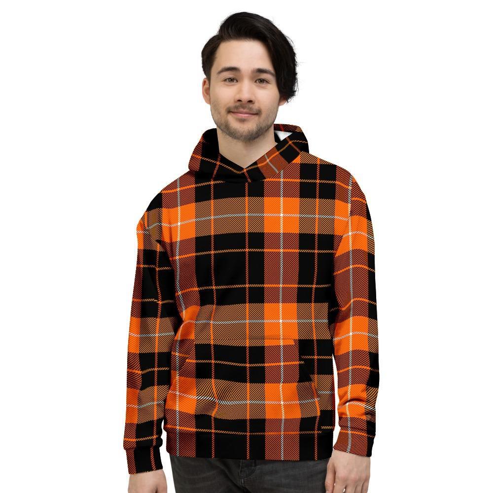 Orange Plaid Tartan Men's Hoodie-grizzshop