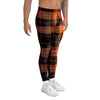 Orange Plaid Tartan Men's Leggings-grizzshop