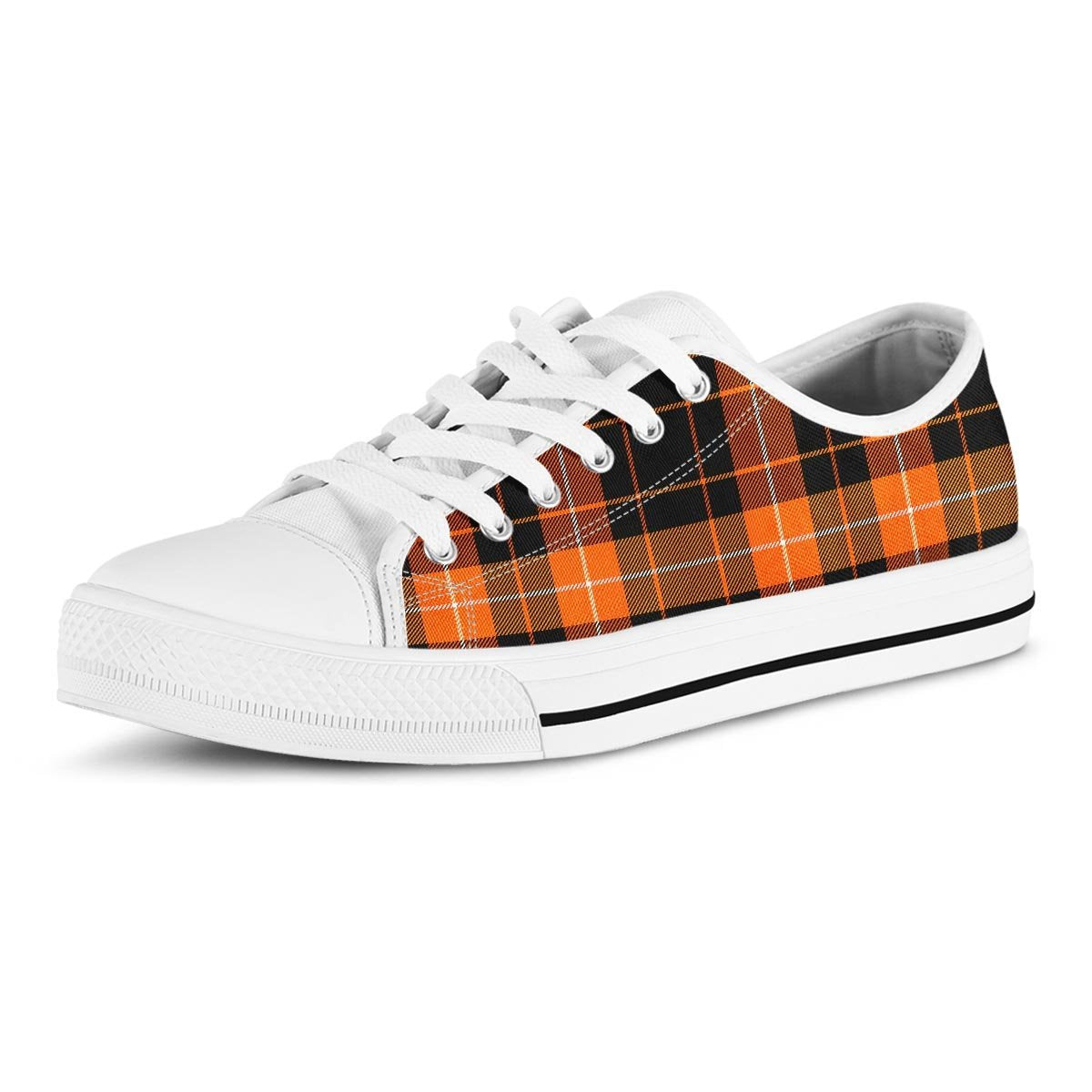 Orange Plaid Tartan Men's Low Top Shoes-grizzshop