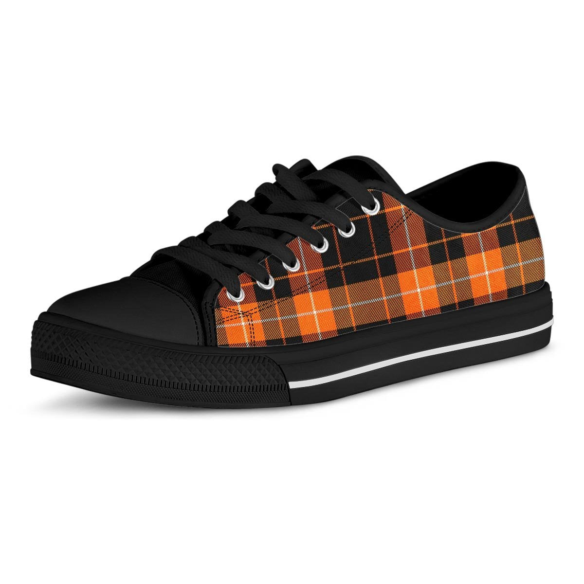 Orange Plaid Tartan Men's Low Top Shoes-grizzshop