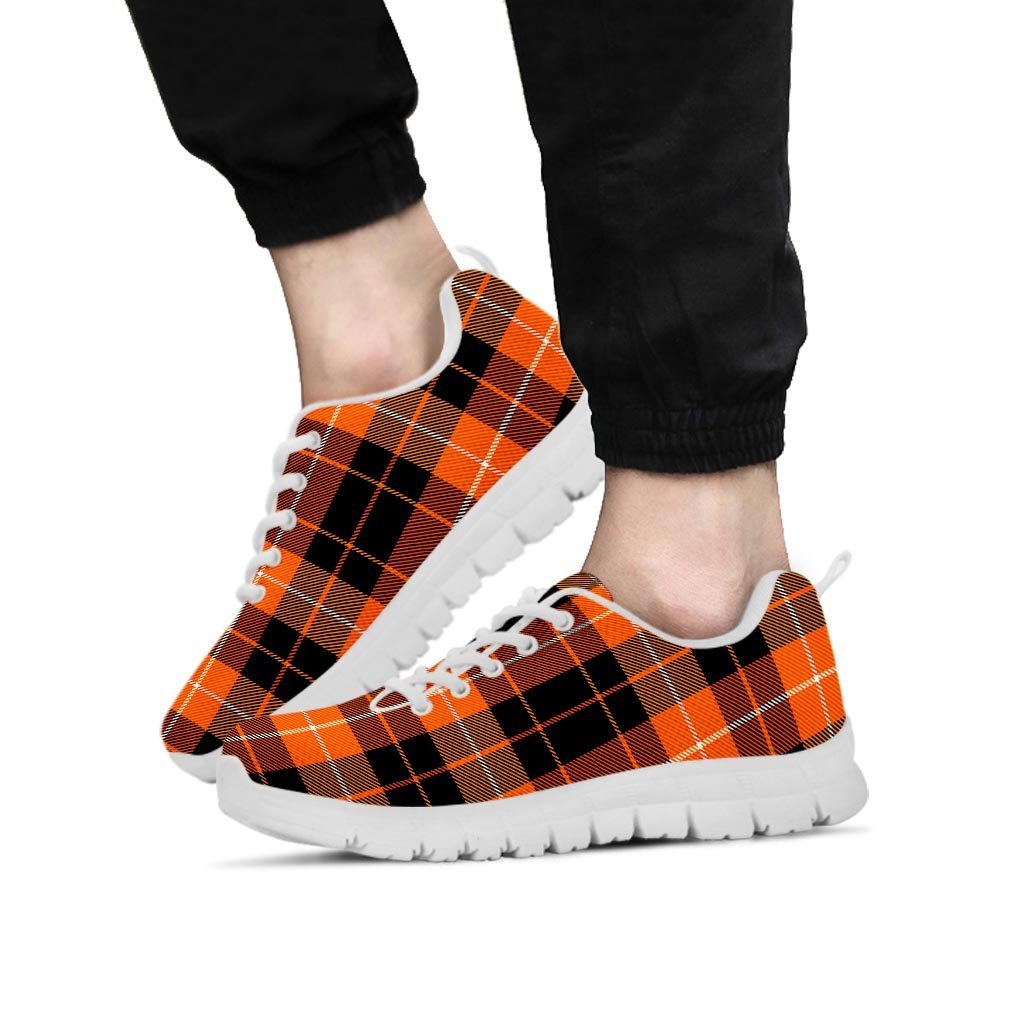 Orange Plaid Tartan Men's Sneakers-grizzshop