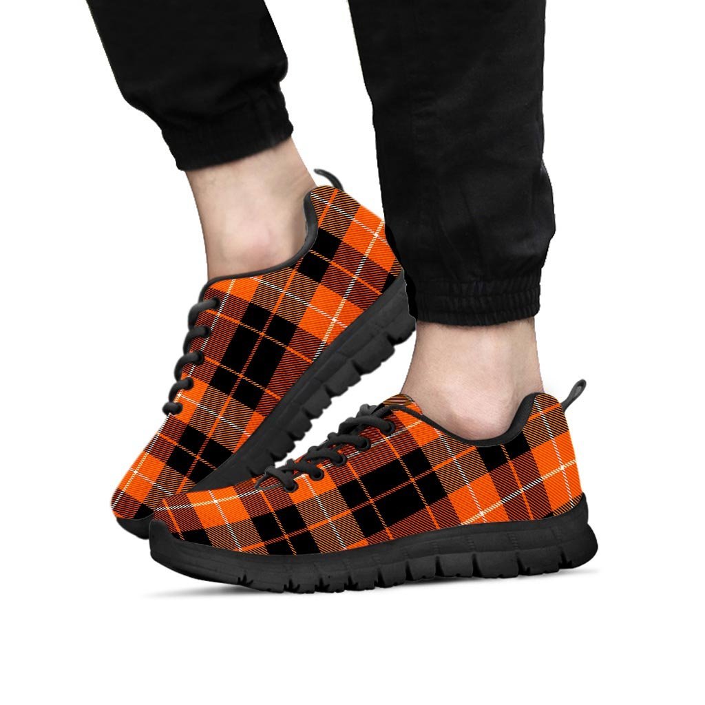 Orange Plaid Tartan Men's Sneakers-grizzshop