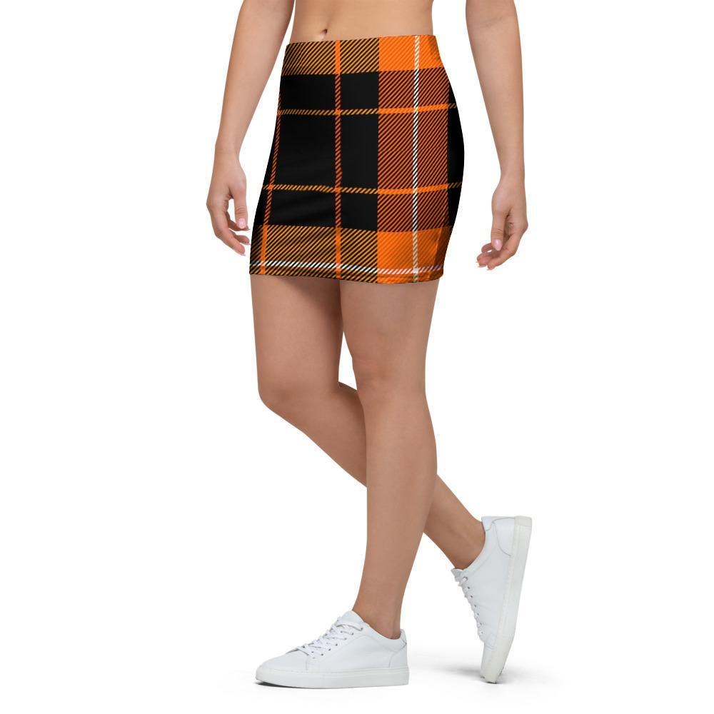 Orange Plaid Tartan Mini Skirt-grizzshop