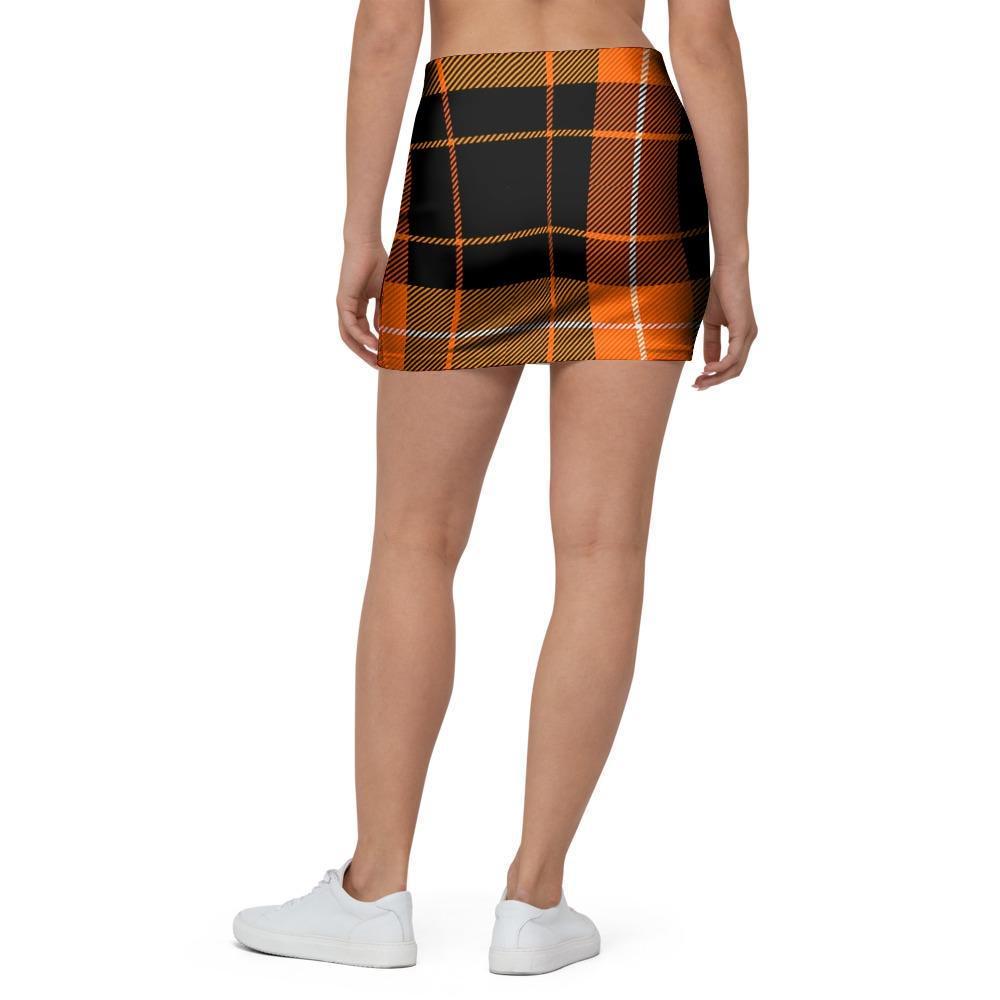 Orange Plaid Tartan Mini Skirt-grizzshop