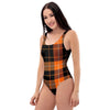 Orange Plaid Tartan One Piece Swimsuite-grizzshop