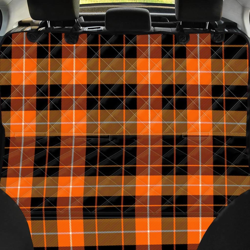 Orange Plaid Tartan Pet Car Seat Cover-grizzshop
