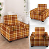 Orange Plaid Tartan Print Armchair Cover-grizzshop