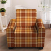 Orange Plaid Tartan Print Armchair Cover-grizzshop