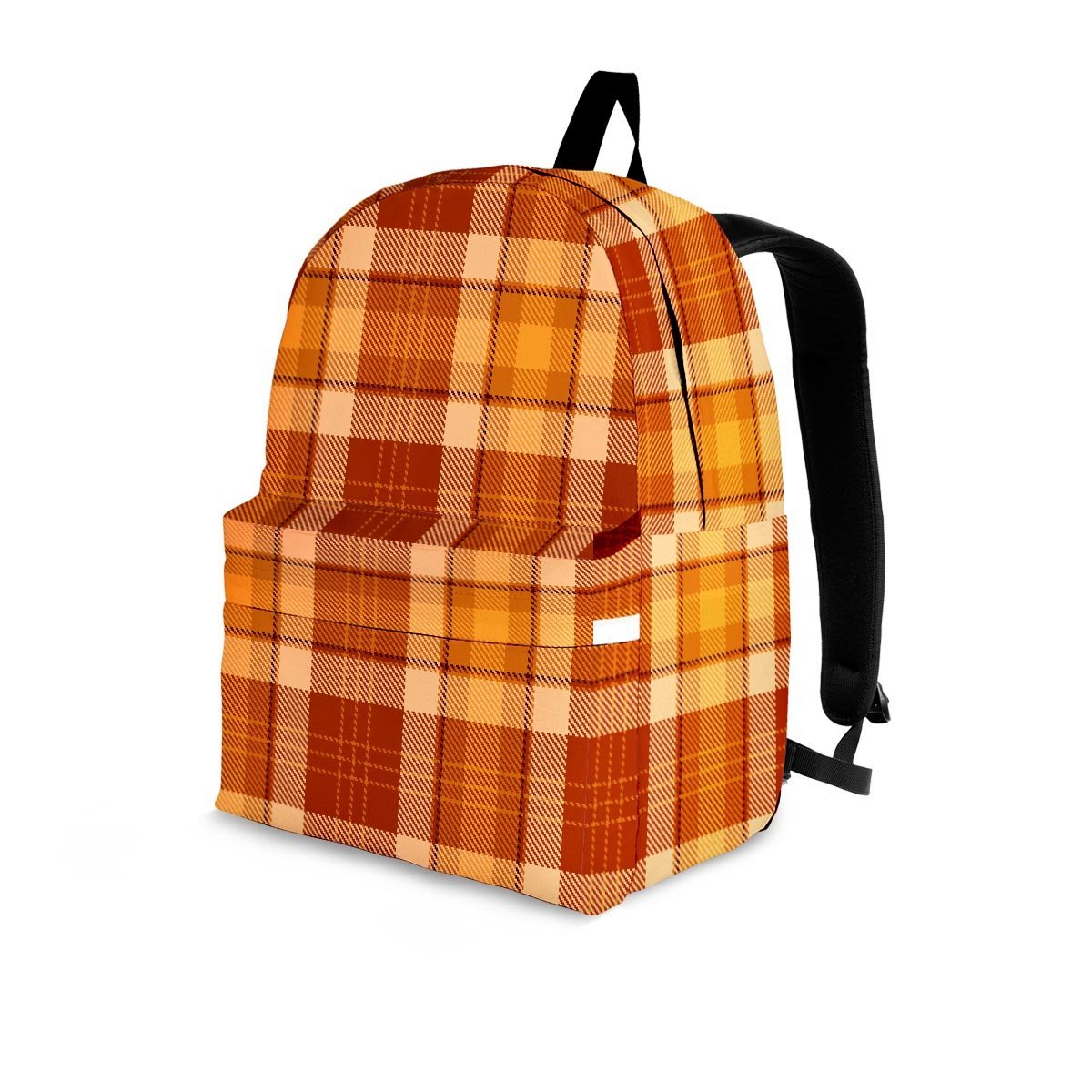 Orange Plaid Tartan Print Backpack-grizzshop