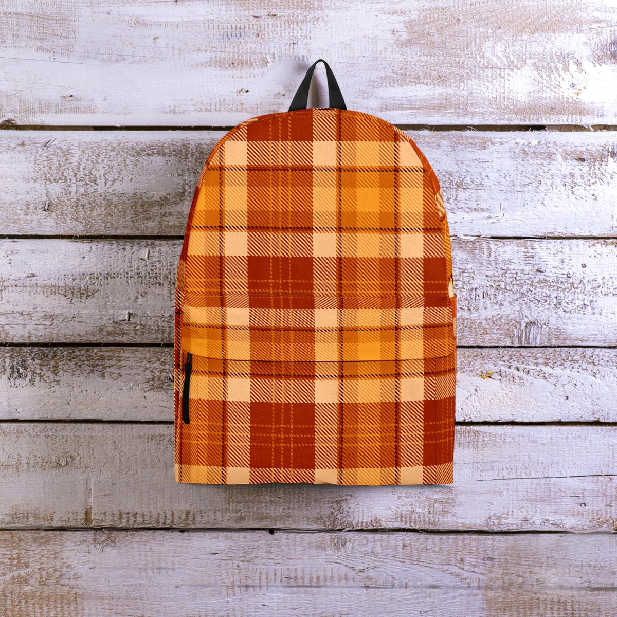 Orange Plaid Tartan Print Backpack-grizzshop