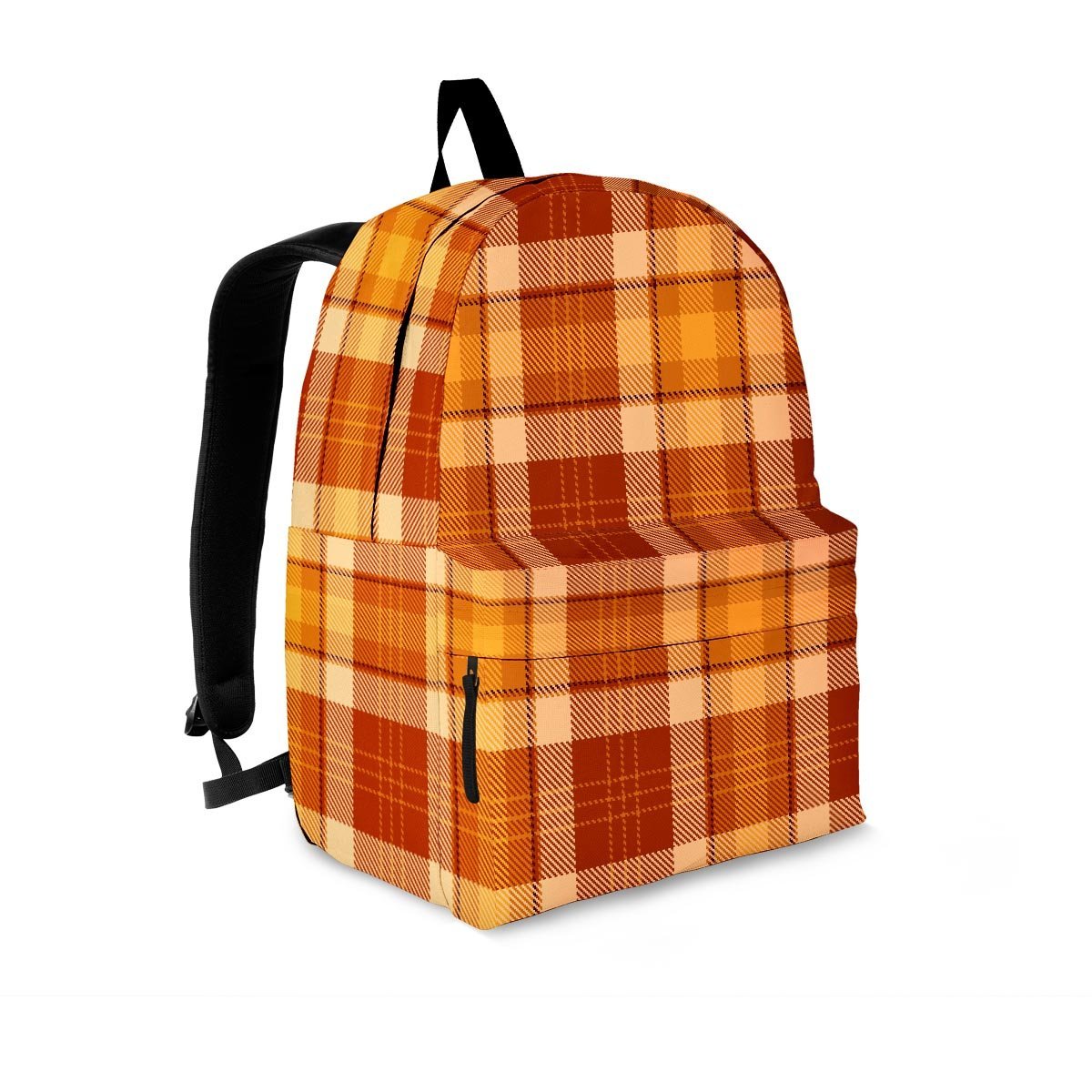 Orange Plaid Tartan Print Backpack-grizzshop